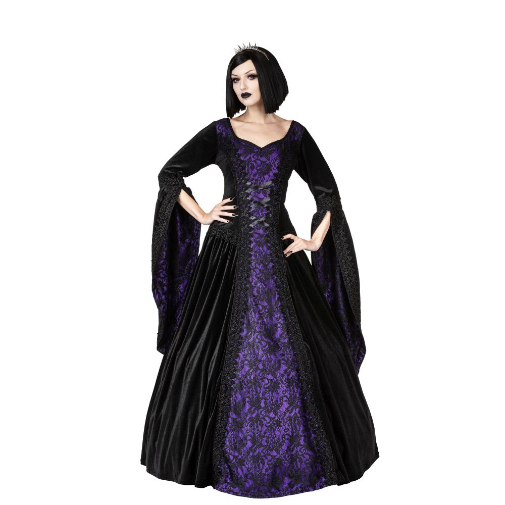 Sinister - 1224 Long dress - Black/Purple